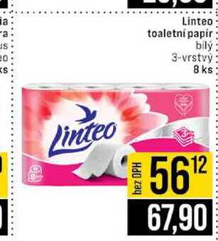 Linteo toaletni papir bílý 3-vrstvý 8 ks