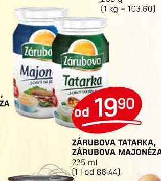 ZÁRUBOVA TATARKA, ZÁRUBOVA MAJONÉZA 225 ml