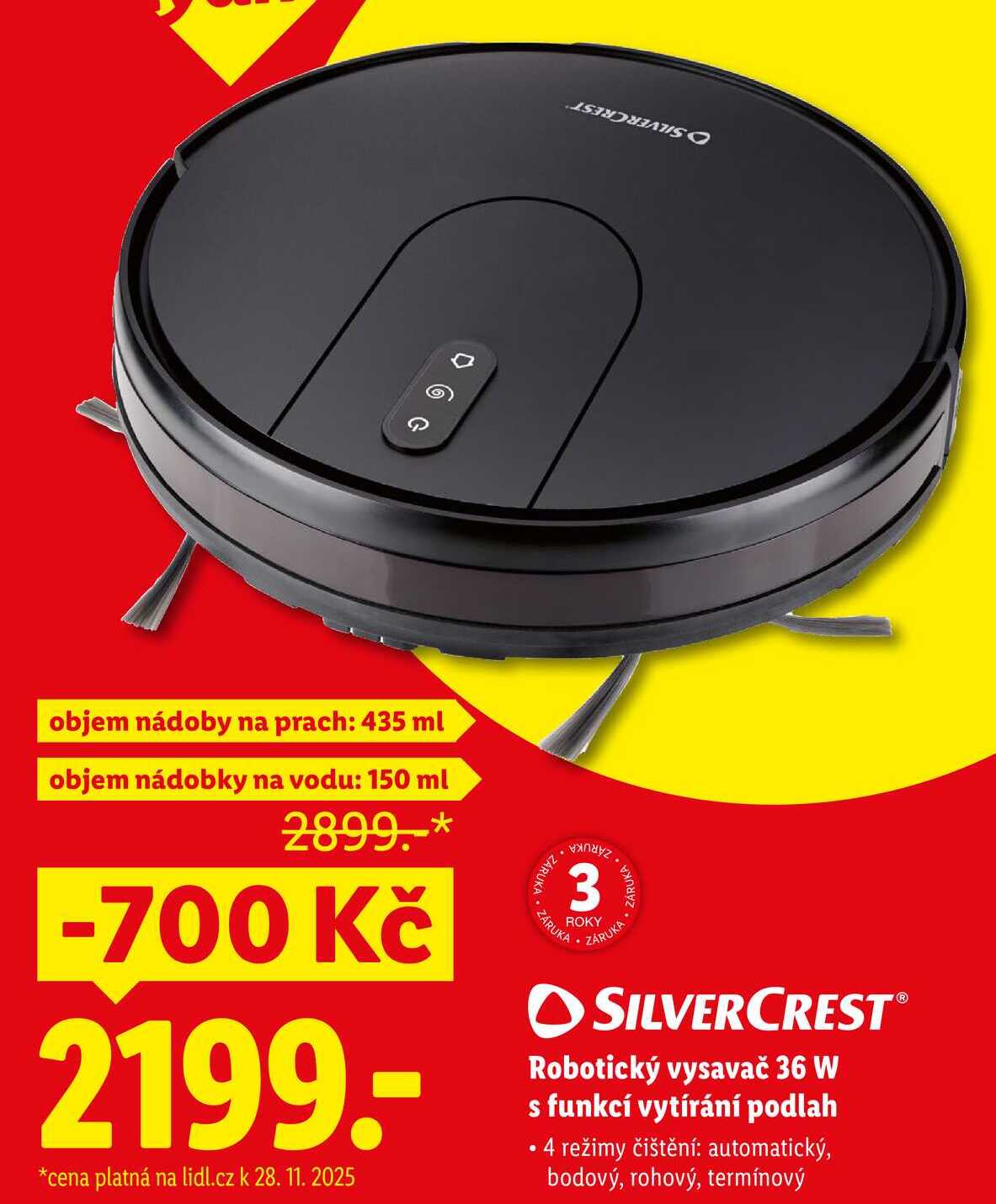 Robotický vysavač 36 W s funkcí vytírání podlah