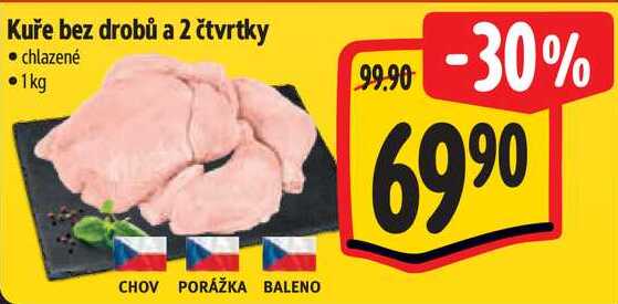 Kuře bez drobů a 2 čtvrtky, 1 kg