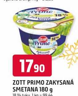 ZOTT PRIMO ZAKYSANÁ SMETANA 180 g 18 % tuku