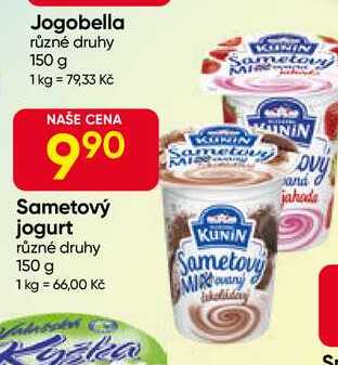 Kunín Sametový jogurt různé druhy 150 g