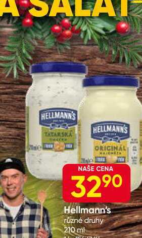 Hellmann's majonéza, tatarská omáčka 210ml, vybrané druhy