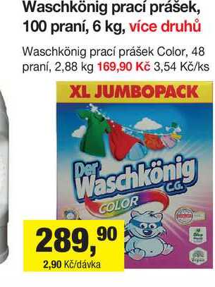 Waschkönig prací prášek, 100 praní, 6 kg