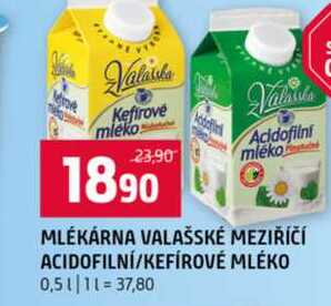 MLÉKÁRNA VALAŠSKÉ MEZIŘÍČÍ ACIDOFILNÍ KEFÍROVÉ MLÉKO 0,5l