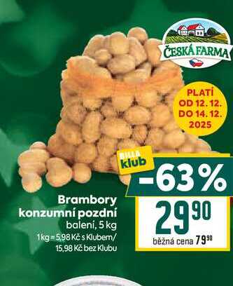 Brambory konzumní pozdní balení, 5 kg 