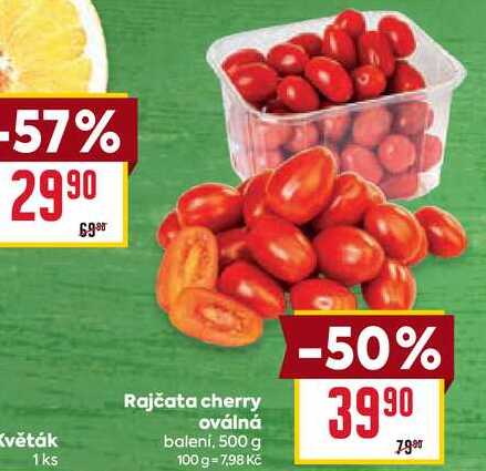 Rajčata cherry oválná balení, 500 g