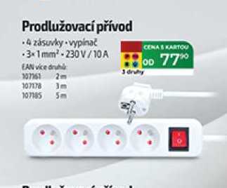 S-Light Prodlužovací přívod 4 zásuvky, vypínač 1 ks