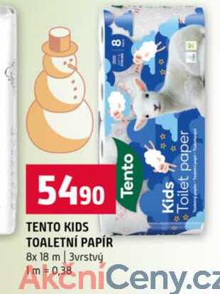 TENTO KIDS TOALETNÍ PAPÍR 8x 18 m 3vrstvý
