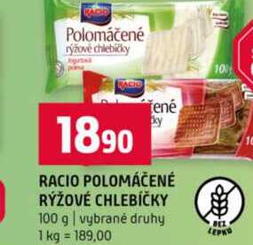 RACIO POLOMÁČENÉ RÝŽOVÉ CHLEBÍČKY 100 g vybrané druhy