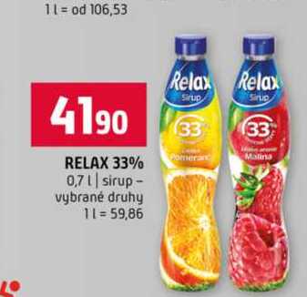 RELAX 33% 0,7l sirup vybrané druhy