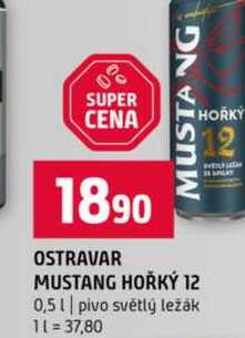 OSTRAVAR MUSTANG HOŘKỲ 12 0,5l pivo světlý ležák  v akci