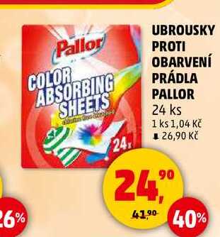 UBROUSKY PROTI OBARVENÍ PRÁDLA PALLOR, 24 ks