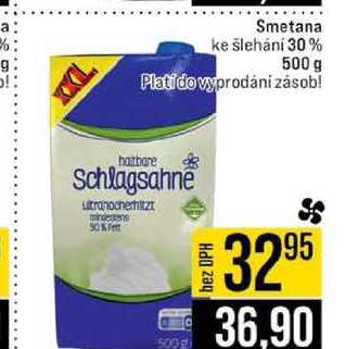 Smetana ke šlehání 30% 500 g  v akci