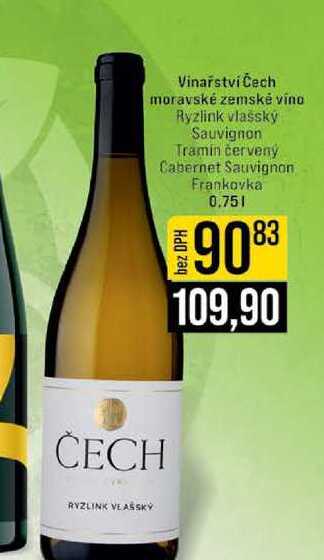 Vinařství Čech moravské zemské víno Ryzlink vlašský Sauvignon Tramin červený Cabernet Sauvignon Frankovka 0.75l