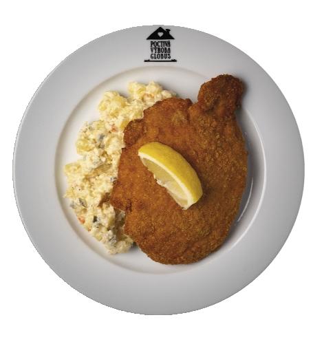 Smažený vepřový řízek z kotlety s bramborovým salátem