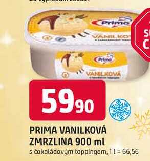 PRIMA VANILKOVÁ ZMRZLINA 900 ml s čokoládovým toppingem