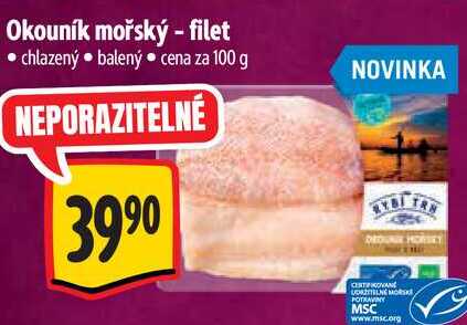 Okouník mořský - filet, cena za 100 g  