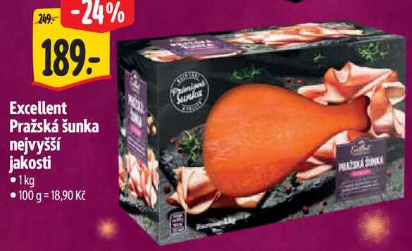 Excellent Pražská šunka nejvyšší jakosti, 1 kg  