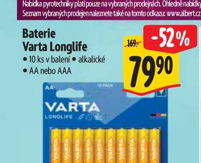 VARTA LONGLIFE baterie AA nebo AAA