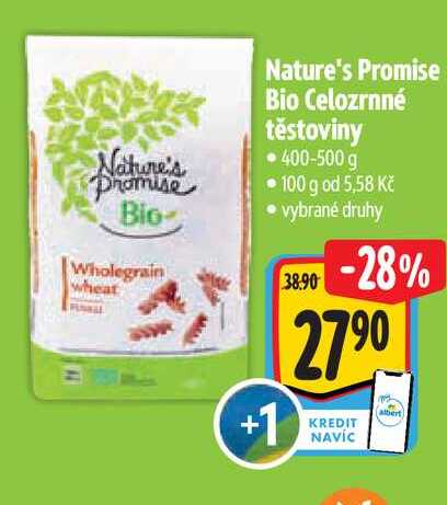   Nature's Promise Bio Celozrnné těstoviny 400-500 g  