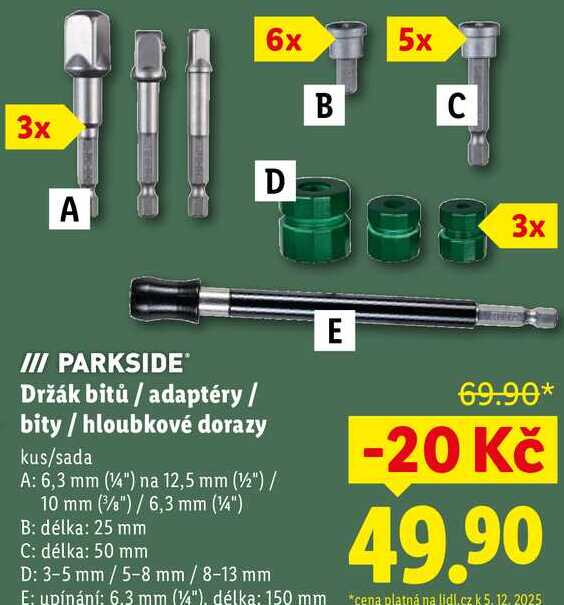 Držák bitů/adaptéry/bity/hloubkové dorazy