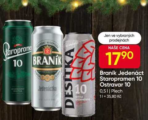 Braník Jedenáctka pivo ležák světlý 0,5l plech