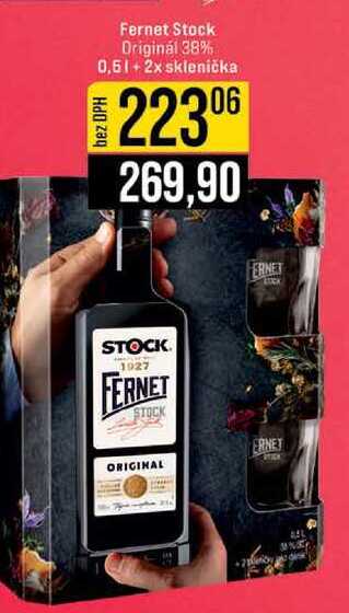 Fernet Stock Originál 38% 0,5l+2x sklenička