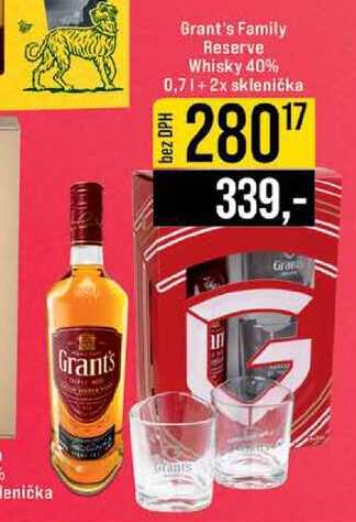 Grant's Family Reserve Whisky 40% 0,7l+2x sklenička