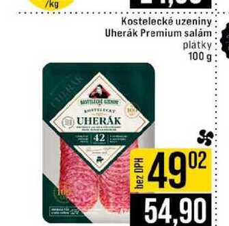 Kostelecké uzeniny Uherák Premium salám platky 100 g
