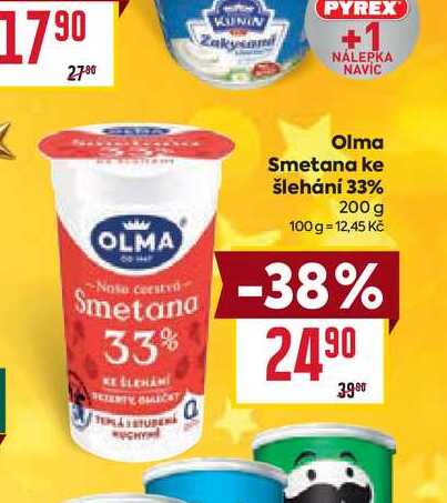 Olma Smetana ke šlehání 33% 200 g  v akci