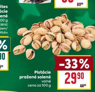 Pistácie pražené solené volné cena za 100 g