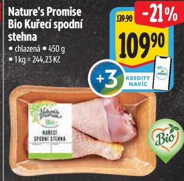 Nature's Promise Bio Kuřecí spodní stehna, 450 g