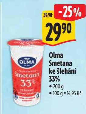 Olma Smetana ke šlehání 33%, 200 g