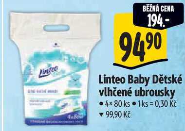 Linteo Baby Dětské vlhčené ubrousky, 4x 80 ks