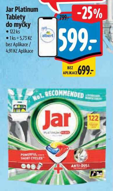 Jar Platinum Tablety do myčky, 122 ks