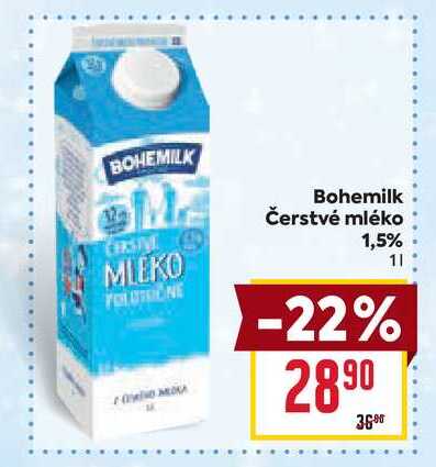 Bohemilk Čerstvé mléko 1,5% 1l 