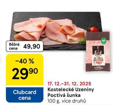 Kostelecké Uzeniny Poctivá šunka, 100 g