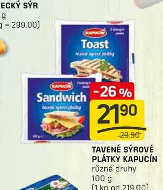 TAVENÉ SÝROVÉ PLÁTKY KAPUCÍN různé druhy 100 g