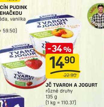 JČ TVAROH A JOGURT různé druhy 135 g