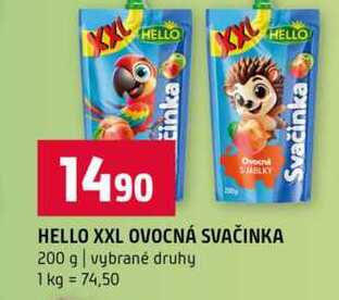 HELLO XXL OVOCNÁ SVAČINKA 200 g vybrané druhy