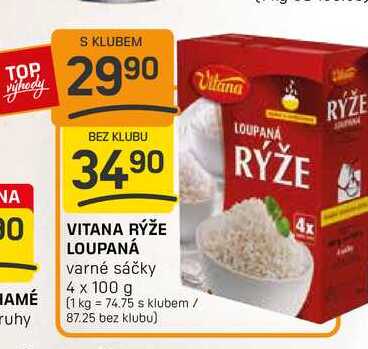VITANA RÝŽE LOUPANÁ varné sáčky 4 x 100 g