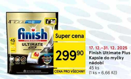 Finish Ultimate Plus Kapsle do myčky nádobí, 45 ks