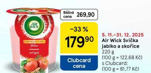 Air Wick Svíčka jablko a skořice, 220 g