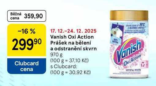 Vanish Oxi Action Prášek na bělení a odstranění skvrn, 970 g