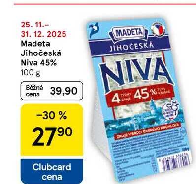 Madeta Jihočeská Niva 45%, 100 g  