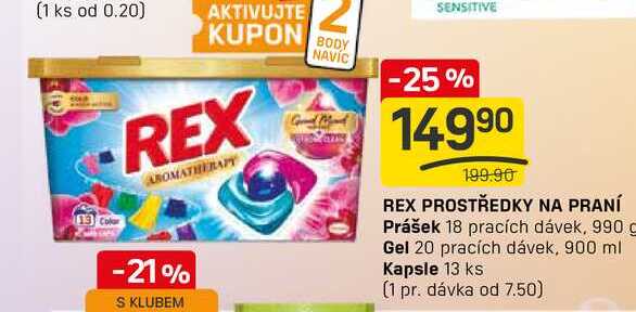 REX PROSTŘEDKY NA PRANÍ Prášek 18 pracích dávek