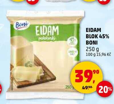 EIDAM BLOK 45% BONI, 250 g
