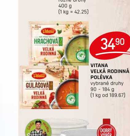 VITANA VELKÁ RODINNÁ POLÉVKA vybrané druhy 90-184 g 