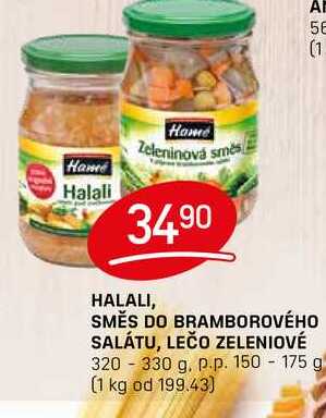 HALALI, SMĚS DO BRAMBOROVÉHO SALÁTU, LEČO ZELENIOVÉ 320 330 g. p.p. 150 - 175 g 